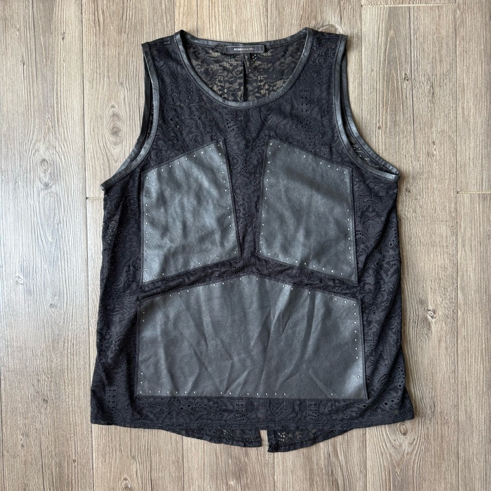 BCBGMAXAZRIA Fay Mixed Media Top